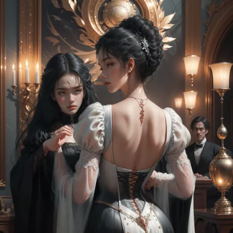 { - anatomy error}(Masterpiece - Ultra-detailed, very high resolution) Prepare to be enchanted by a true masterpiece that combines ultra-detailed art with high-resolution rendering. This work depicts a mesmerizing woman with long black hair (1.3) and capti...