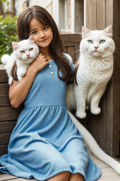 Prompt for Image 1**:
   - **Sentence**: "Once upon a time, in a cozy little village, there lived a girl named Hina and her fluffy, white cat named Tiff."
   - **Prompt**: "A cozy little village with a young girl named Hina, who has long brown hair, sparkl...