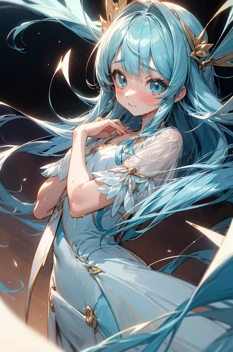 masterpiece, best quality, extremely detailed, (illustration, official art:1.1), 1 girl ,(((( light blue long hair)))), ,(((( light blue long hair)))),light blue hair, , long hair ((blush)) , cute face, big eyes, masterpiece, best quality,(((((a very delic...