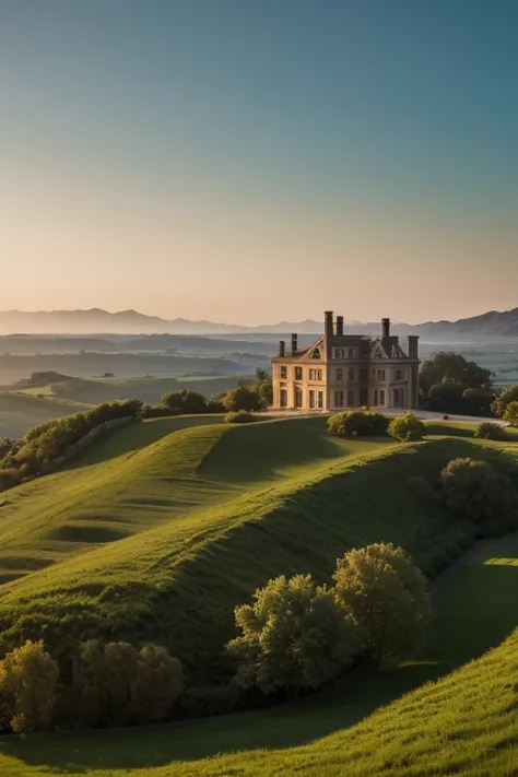 Landscape of a mansion without people