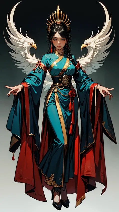 {
  "prompt": "Commander Mei Lin, a highly detailed seinen manga style full-body illustration in a 4K resolution, depicted as the Empress’s Wrath. She is shown with fair, flawless skin and long, straight raven-black hair styled in an intricate updo adorned...