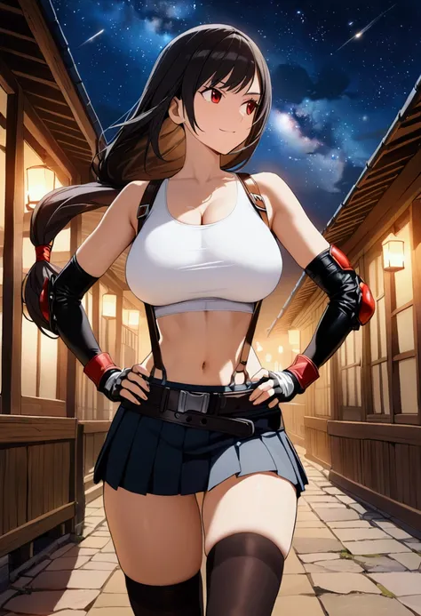 score_9,score_8_up,score_7_up,BREAK source_anime, masterpiece, best quality, (recent), perfect anatomy, very aesthetic,anime style,highres,photorealistic,　mediumshot,Solo,1girl, tifa lockhart, final fantasy,black hair, low-tied long hair, red eyes, bangs, ...