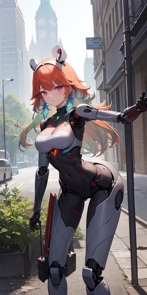 takanashi kiara, hololive, bent over, There is a woman in a robot suit posing next to an ancient building, Beautiful white girl half cyborg, Cute cyborg girl, Beautiful girl cyborg, Perfect Robot Girl, Cyborg girl, Young cyborg grady, Beautiful Female Robo...