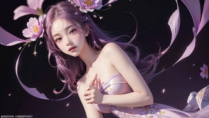 One girl, alone, flower畑, flower, (Official Art, unity 8k wallpaper, Super detailed, beautifully、aesthetic, masterpiece ,Highest quality:1.3), (Dynamic Angle:1.2), (Floating colorful sparkles:1) , elegant, Vibrant colors, Highly detailed face, Detailed eye...