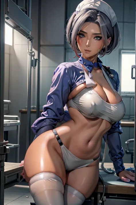 nurse uniform,hospital, latex nurse suit,nurses,busty,elbow gloves,labcoat,grey hair woman,red eyes , gigantic ,medical instruments,asian nurse,two nurses,speculum,examination room,oversize ,big ass ,strap on, lay on table ,legs spreaded,giving birth,gyno ...