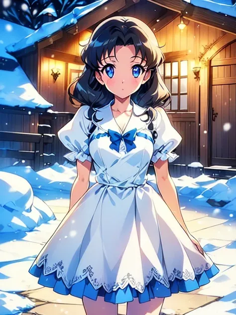 1 girl, clear water, blue butterfly, snow-white gauze skirt, sparkling