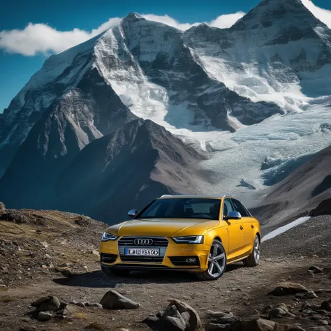 Audi A4 standing on top of Everest