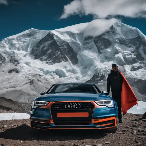 Audi A4 standing on top of Everest