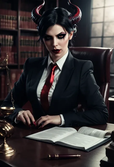 A demonic succubus lawyer woman 
