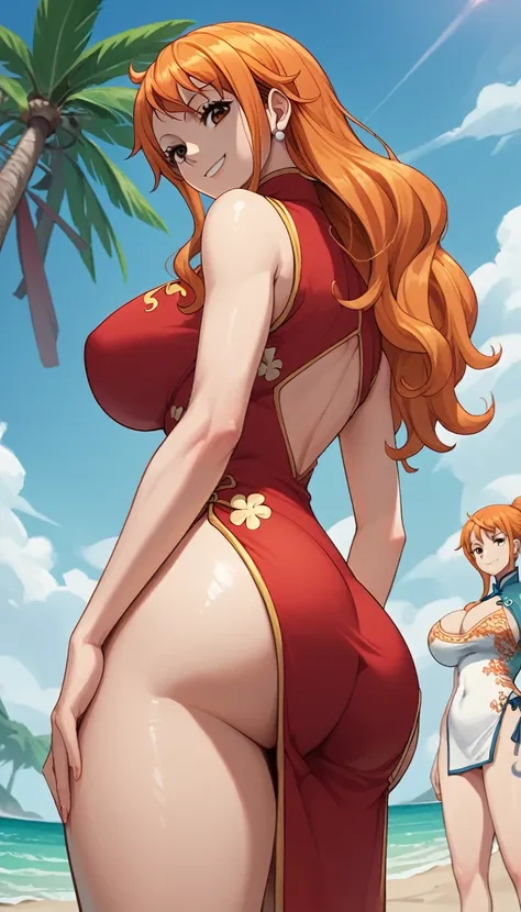 score_9, score_8_up, score_7_up, source_anime, best quality, clear face, nami, orange hair, orange eyes, long hair, large breast...