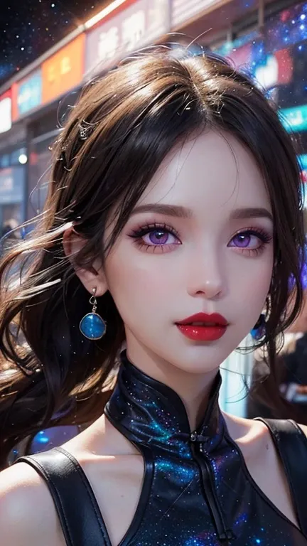 "1 beautiful girl in traditional dress, wearing a traditional Chinese ao dai in luminous blue color, The ao dai uses blue as the main color, black on the chest and yellow border, long hair and black bangs, The most beautiful and detailed hair jewelry., Sup...