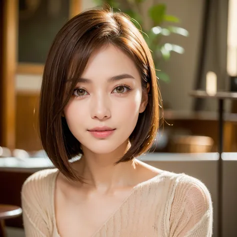 ((full body portrait))　(Very beautiful straight bob hair that is neatly organized down to the tips of the hair:1.3)   japanese woman　22 years ago　　super highest quality, face focus, soft light, ultra high resolution, (realistic:1.4), Raw photo,  Precise an...