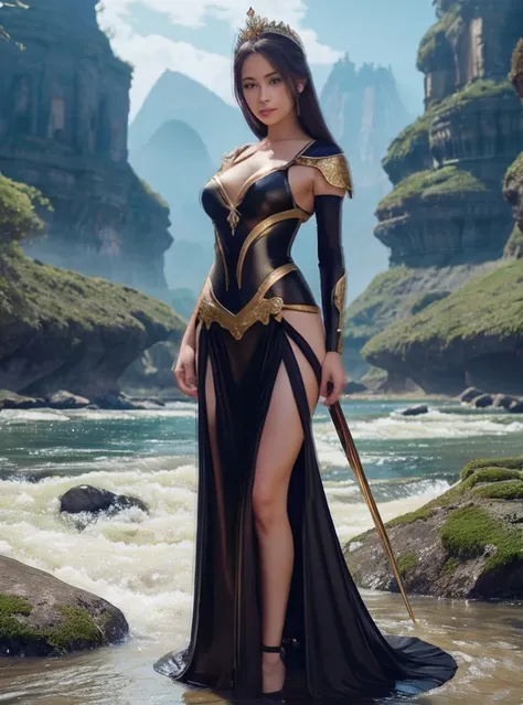 a close up of a woman in a bodysuit standing in a river, a beautiful fantasy empress, beautiful alluring anime woman, extremely detailed artgerm, 8k stunning artwork, ((a beautiful fantasy empress)), wlop rossdraws, wlop and rossdraws, 2. 5 d cgi anime fan...