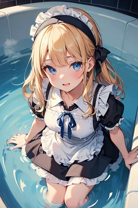 (Ultra high quality:1.6), (Highest quality:1.4), (Attention to detail:1.4), (Ultra-high resolution:1.4), (Detailed face:1.4), (Perfect Face:1,4), (Beautiful Eyes:1,4), (Detailed eyes:1.4), 
(Maid clothes, White apron, Headband, Black Dress, Blue ribbon, Ma...