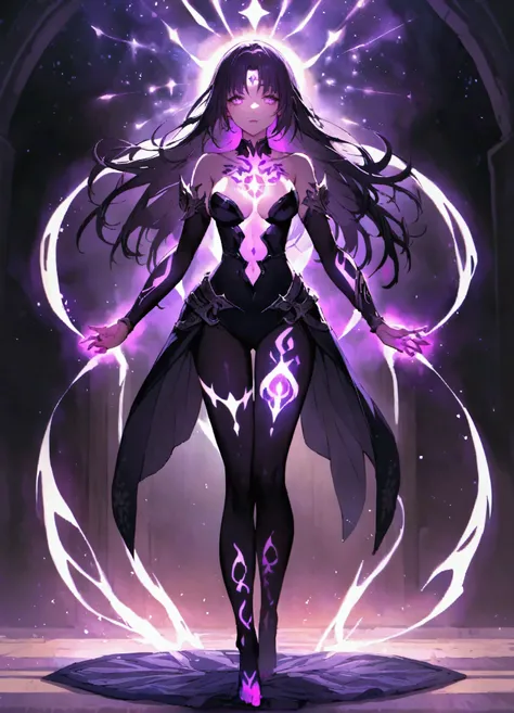 Full body glowing purple magic tattoo