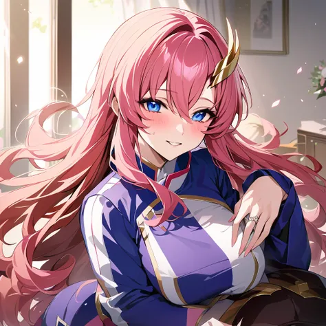 ((Highest quality)), ((masterpiece)), (detailed), （Perfect Face）、The woman is Lacus Lam Tao, a member of the Foundation and wife of Orpheus, King of Accord. She is wearing the Foundation uniform, an engagement ring, beautifully decorated accessories, and a...