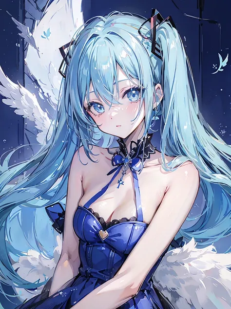 Hatsune miku with angel wink gothic blue hair beautyful lips