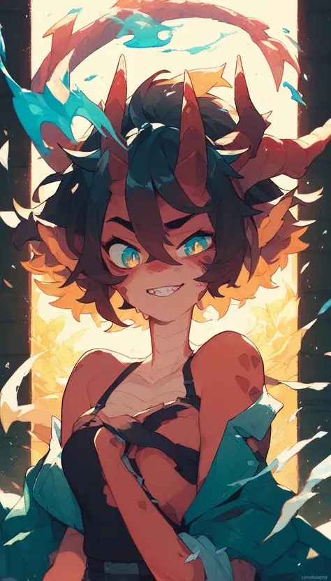 Best quality, Super detailed illustration, warm colors, perfect lighting, perfect detail ,Cute half dragon girl
