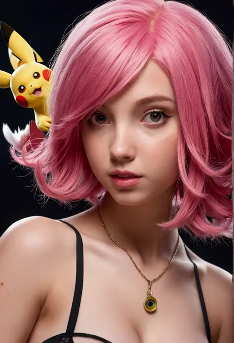 Pokémon hypnotizing a sexy pink haired girl with big  