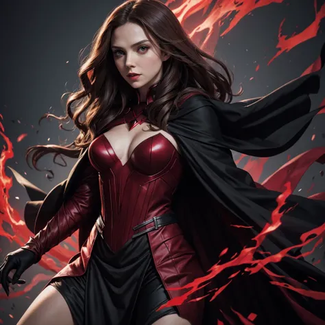 The Scarlet Witch in black and red color , full covered clothes