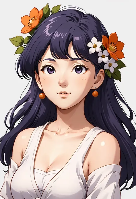 hinata、upper part of the body、simple background、above, flower frame