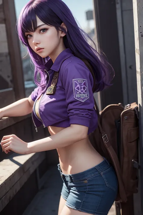 Free fire game style female character, violet character