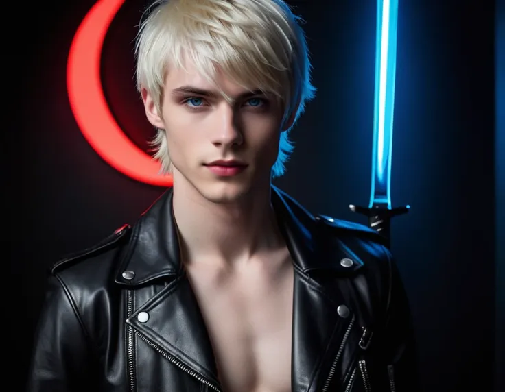 hyper realistic, dark vibes, solo, attractive young guy, male, (skinny and thin:1.1), 22 years, pale skin, blue eyes, (short lay...