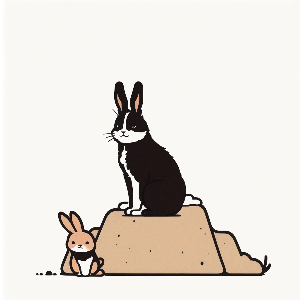 translation, No humans, Simple Background, White Background, animal focus, Sitting, Rabbit, Brush Sticker, dog, View your viewers, alone, whole body, animal