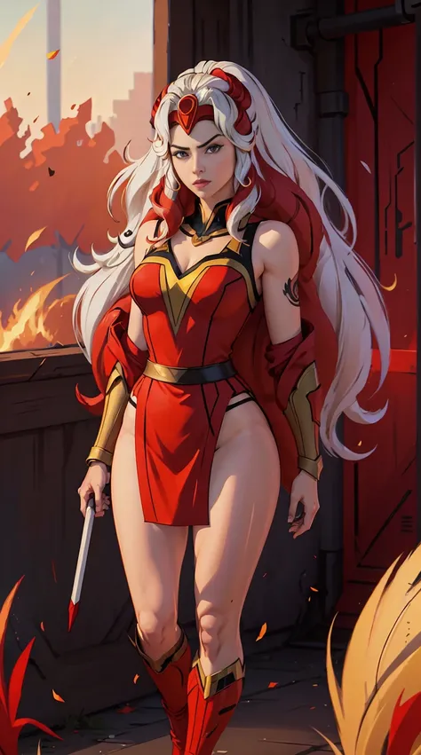 ((full body photo, standing, feet on the ground))  she-ra, tm samurai, intricate face details, poster style, icons, vibrant colo...