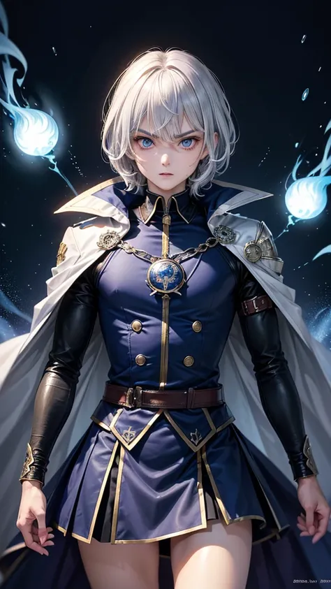 (Highest quality,Very detailed,High resolution:1.2),One adult male,Silver Hair,The most beautiful young man in human history,(1 photo from the front),Dark blue eyes (Dark blue eyes:1.1),さみし気なaura(aura:1.1),(mysterious,Ghostly:1.1) atmosphere,Looks like hal...