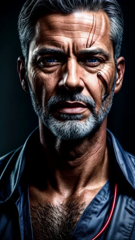 a middle aged male nurse takes care of meals, detailed portrait, beautiful detailed eyes, detailed realistic skin, detailed facial features, detailed realistic hair, medical uniform, professional medical equipment, warm lighting, cinematic composition, dra...