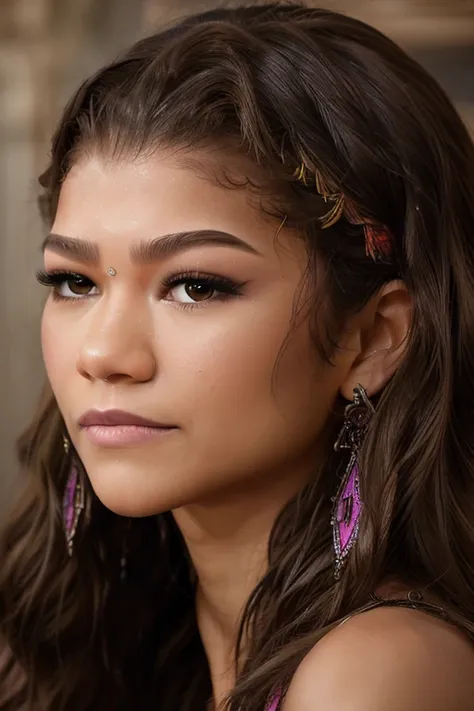 portrait of zendaya looking at viewer, colorful (masterpiece, extremely detailed skin, photorealistic)