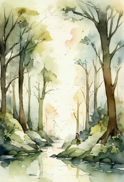 A beautiful forest with spirits　Fantasy　Picture books　watercolor