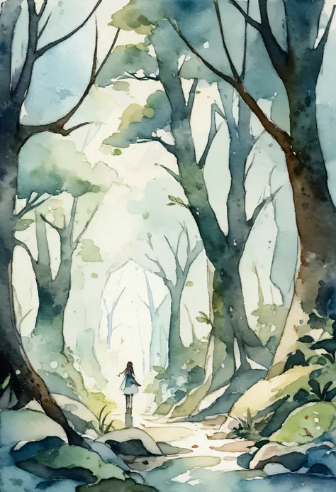 A beautiful forest with spirits　Fantasy　Picture books　watercolor