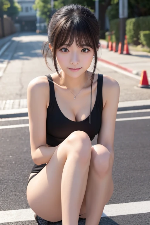 ((4K,8k,Masterpiece))、photograph、Highest quality、Detailed face、High resolution、actually exists、A rare talent、Beautiful Eyes、looking at the camera、1 Japanese、Japanese Idol、girl、cute、Natural Makeup、Dark Eyes、19 years old、Marathon runner、Cleavage、Transparency...