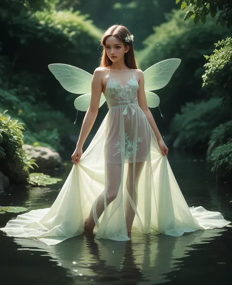 two fairies playing by the water、see-through dress、easygoing