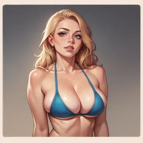 Voluptuous bikini woman, Realistic style