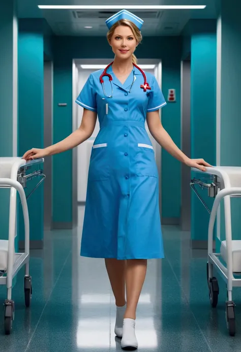 Nurse, full body, by idyllic, cinematic still, (best quality, masterpiece), very aesthetic, perfect composition, photorealistic, intricate details, ultra-detailed, vivid colors