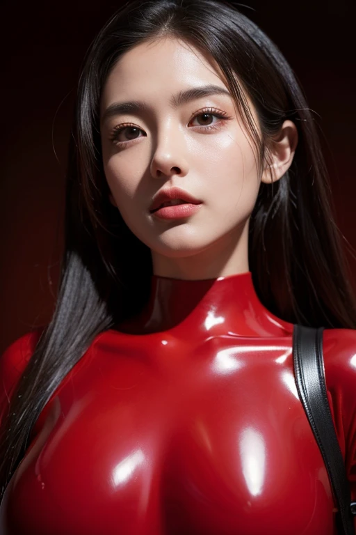 (RAW Photos:1.2)、Highest quality、Beautiful detailed girl、Tight red latex suit、Red latex bodysuit, Laughter、Highly detailed eyes and face、Beautiful and detailed、Large file size、High resolution、High resolution、More about 8k wallpaper、Highly detailed Ticker u...