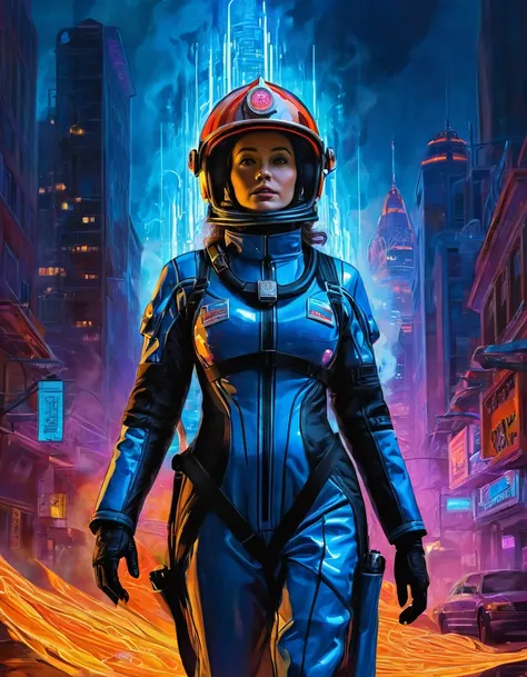 a devout emergency response: mother mary rescued - futuristic sci-fi artistic rendition, inspired by the imaginative style of sy...