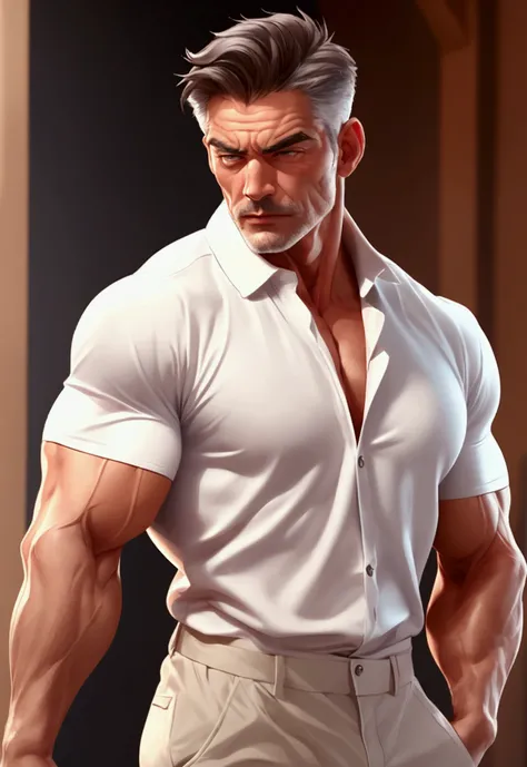 A handsome, muscular man in his 50s, face only