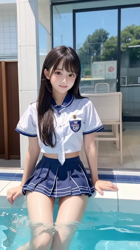 Cute Girls､high school girl､Idol､mini skirt､See-through､Swimming in uniform