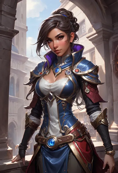 A young techno-mage, Usrican, incoming, Gunz N Butter, deep focus, d & d, fantasy, intricate, elegant, highly detailed, digital painting, artstation, concept art, matte, sharp focus, illustration, hearthstone, art by Artgerm and Greg Rutkowski and Alphonse...