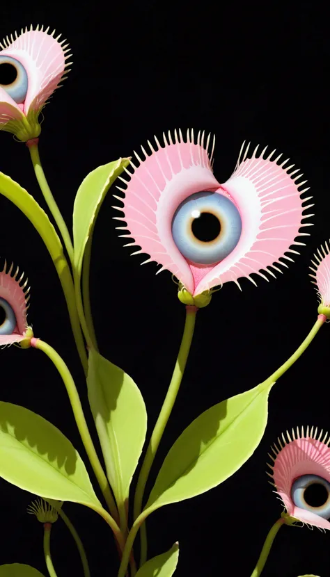 Dionaea muscipula J. Ellis ex L.，(((eye)))，pink
