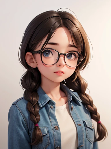 (high quality, breathtaking),(expressive eyes, perfect face) 1 adorable girl with glasses with very small soft natural teen brea...