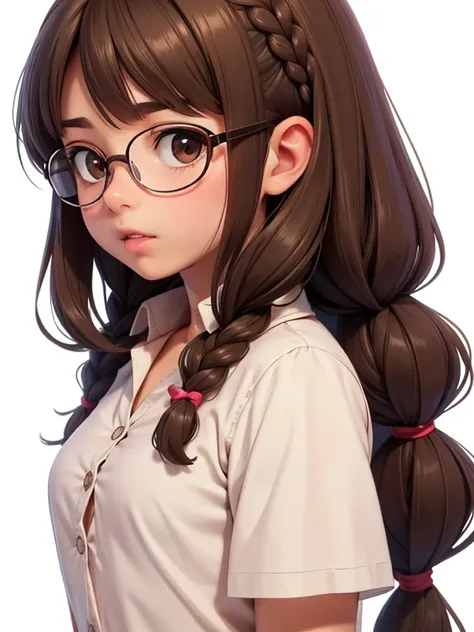 (high quality, breathtaking),(expressive eyes, perfect face) 1 adorable brown eyed girl with glasses with very small soft natura...