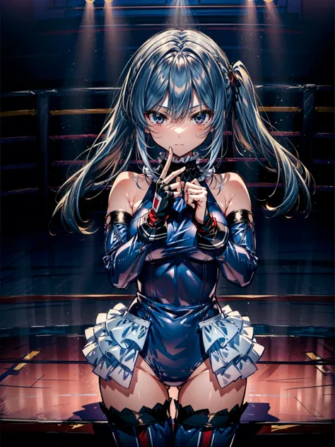 Masterpiece, Very detailed, Highest quality, Sharp focus, 12k, ultra hi resolution picture, big ,12k,Perfect Anatomy, Highest quality,,(Emotionless:1.2)
,Anime Style,(frilled swimsuit,thighhighs,detached sleeves), (Anime Style:1.4) ,
,(White fingers:1.1,Bl...