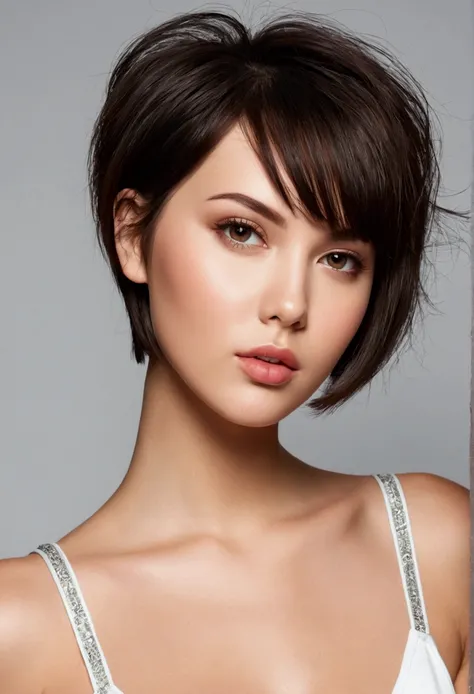 Sexu girl with big  in short hair 