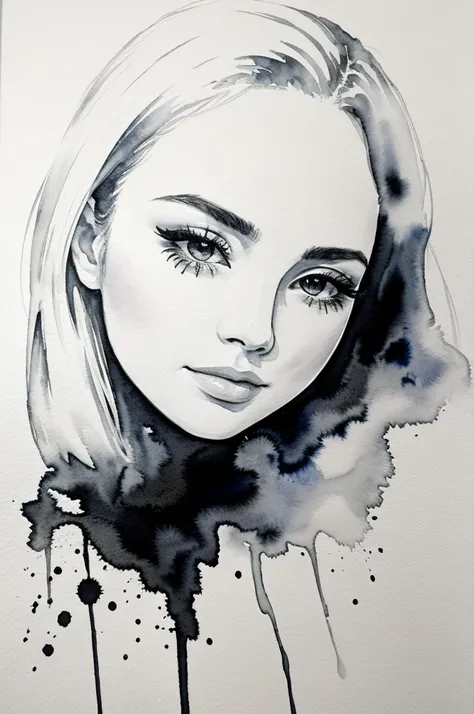 Black and white  theme watercolor painting 