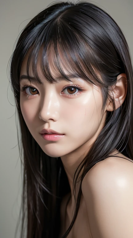 (masterpiece:1.3), (Photorealistic, RAW Photos, Highest quality: 1.4), Skinny Japanese woman, 23.age, (One Girl), (A vivid face), Detailed face, Detailed eyes, (Black-haired, Long Hair:1.3), (Realistic Skin), (Silver Camisole), Ultra-high resolution, Surre...